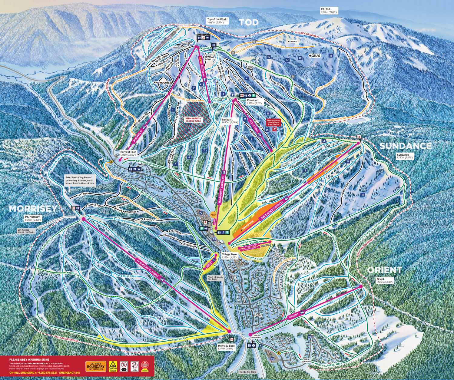 Sun Peaks Skiing Map